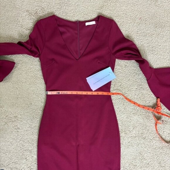 Just Me Burgundy Bell Sleeve Sheath Dress - Size Small - NTW - Picture 9 of 9